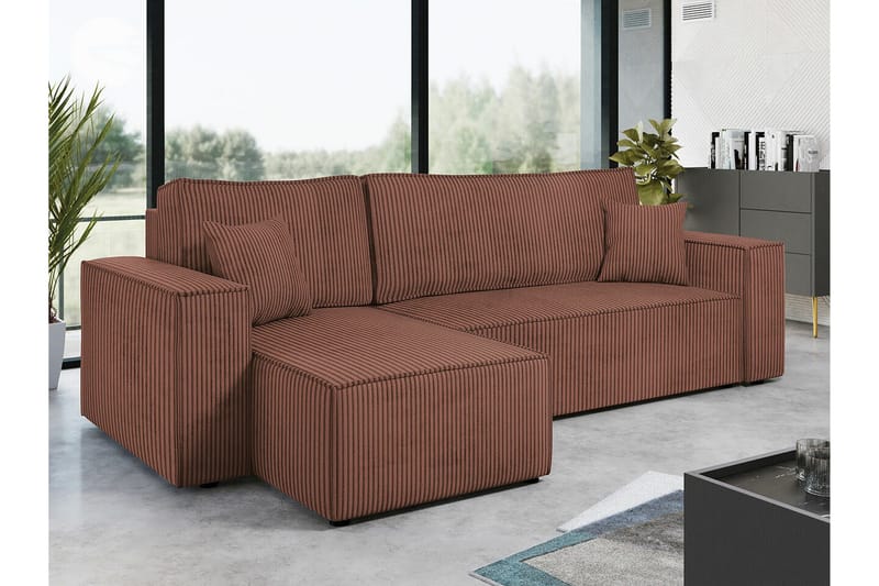 Magston 3-sits Hörnbäddsoffa - Rosa - Möbler - Soffa - Bäddsoffa - Hörnbäddsoffa