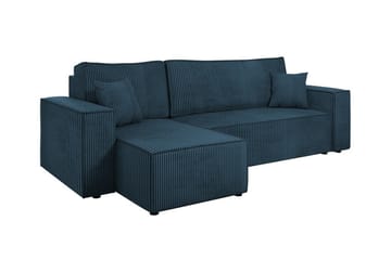 Magston 3-sits Vänster Hörnbäddsoffa 125x200 cm med Förvaring i Manchestertyg - Blå - Möbler - Soffa - Bäddsoffa - Bäddsoffa divan