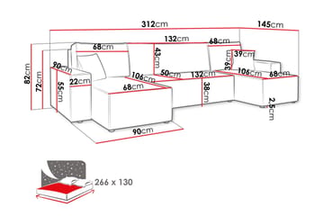 Magston 4-sits Hörnbäddsoffa 130x266 cm med Förvaring i Manchestertyg - Beige - Möbler - Soffa - Bäddsoffa - Bäddsoffa divan