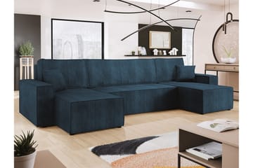 Magston 4-sits Hörnbäddsoffa 130x266 cm med Förvaring i Manchestertyg - Blå - Möbler - Soffa - Bäddsoffa - Bäddsoffa divan