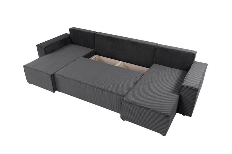 Magston 4-sits Hörnbäddsoffa 130x266 cm med Förvaring i Manchestertyg - Blå - Möbler - Soffa - Bäddsoffa - Bäddsoffa divan