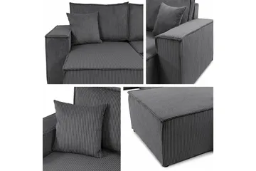 Magston 4-sits Hörnbäddsoffa 130x266 cm med Förvaring i Manchestertyg - Grå - Möbler - Soffa - Bäddsoffa - Bäddsoffa divan