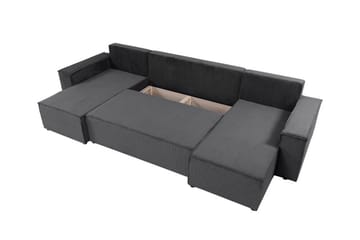 Magston 4-sits Hörnbäddsoffa 130x266 cm med Förvaring i Manchestertyg - Grå - Möbler - Soffa - Bäddsoffa - Bäddsoffa divan