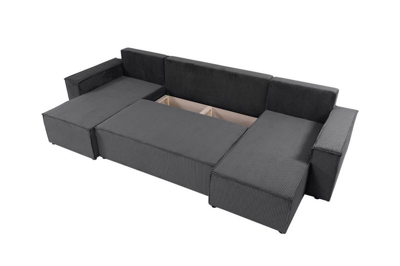 Magston 4-sits Hörnbäddsoffa 130x266 cm med Förvaring i Manchestertyg - Grå - Möbler - Soffa - Bäddsoffa - Bäddsoffa divan