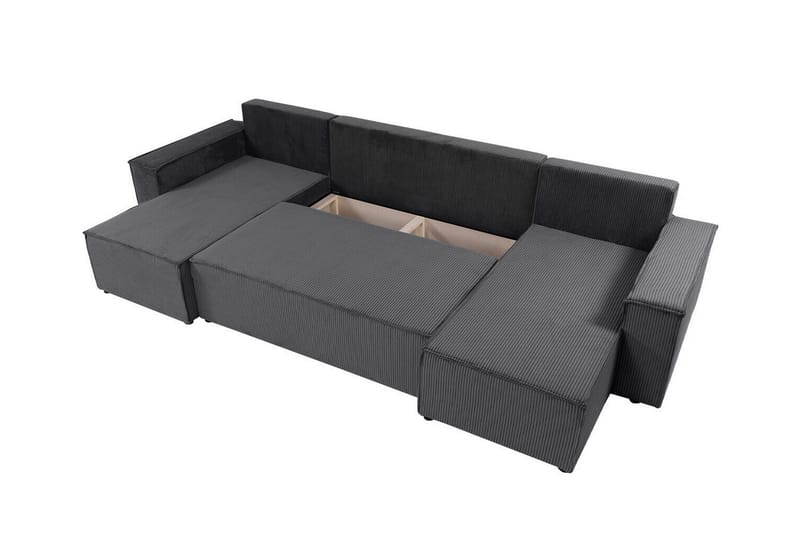Magston 4-sits Hörnbäddsoffa 130x266 cm med Förvaring i Manchestertyg - Grå - Möbler - Soffa - Bäddsoffa - Bäddsoffa divan