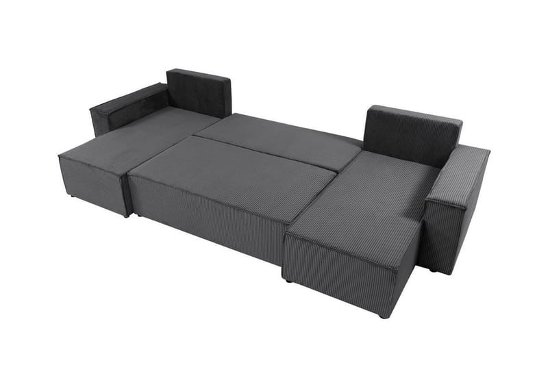 Magston 4-sits Hörnbäddsoffa 130x266 cm med Förvaring i Manchestertyg - Grå - Möbler - Soffa - Bäddsoffa - Bäddsoffa divan