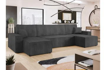 Magston 4-sits Hörnbäddsoffa 130x266 cm med Förvaring i Manchestertyg - Grå - Möbler - Soffa - Bäddsoffa - Bäddsoffa divan