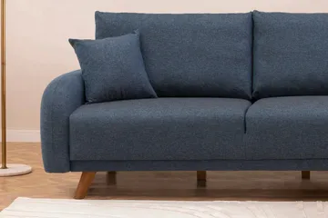 Malkiat 3-sits Höger L-formad Hörnbäddsoffa i Tyg med Träben - Blå - Möbler - Soffa - Bäddsoffa - Bäddsoffa divan