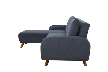 Malkiat 3-sits Höger L-formad Hörnbäddsoffa i Tyg med Träben - Blå - Möbler - Soffa - Bäddsoffa - Bäddsoffa divan
