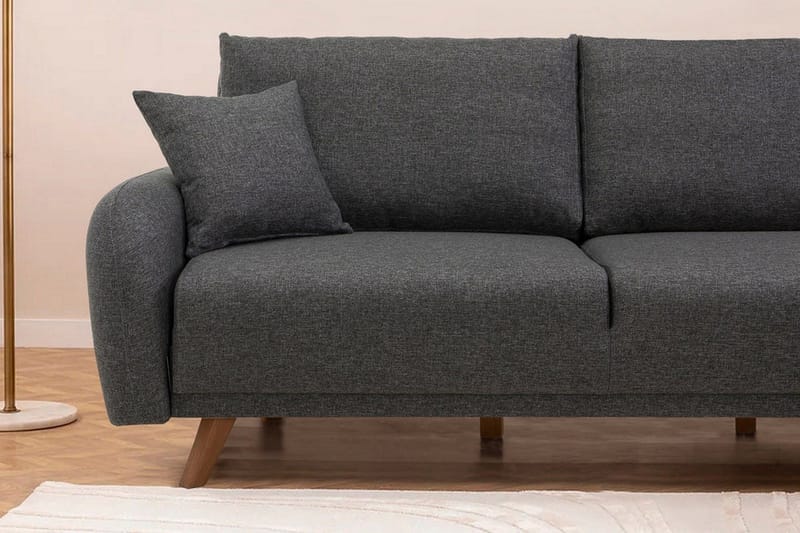 Malkiat 4-sits Höger Hörnbäddsoffa Bäddbar 125x260 cm med Förvaring i Tyg - Grå - Möbler - Soffa - Bäddsoffa - Bäddsoffa divan