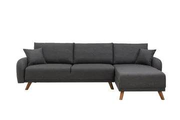 Malkiat 4-sits Höger Hörnbäddsoffa Bäddbar 125x260 cm med Förvaring i Tyg - Grå - Möbler - Soffa - Bäddsoffa - Bäddsoffa divan
