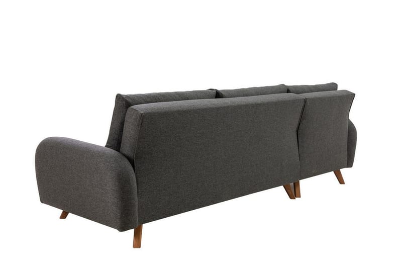 Malkiat 4-sits Höger Hörnbäddsoffa Bäddbar 125x260 cm med Förvaring i Tyg - Grå - Möbler - Soffa - Bäddsoffa - Bäddsoffa divan