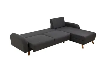 Malkiat 4-sits Höger Hörnbäddsoffa Bäddbar 125x260 cm med Förvaring i Tyg - Grå - Möbler - Soffa - Bäddsoffa - Bäddsoffa divan
