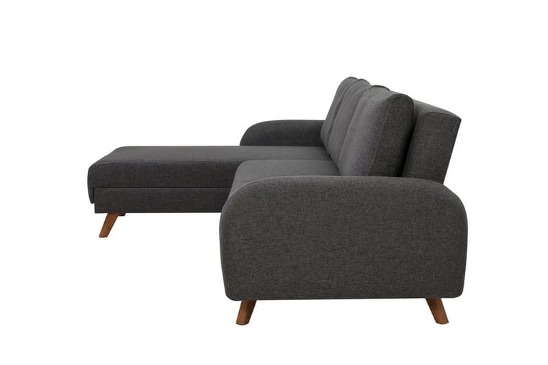 Malkiat 4-sits Höger Hörnbäddsoffa Bäddbar 125x260 cm med Förvaring i Tyg - Grå - Möbler - Soffa - Bäddsoffa - Bäddsoffa divan