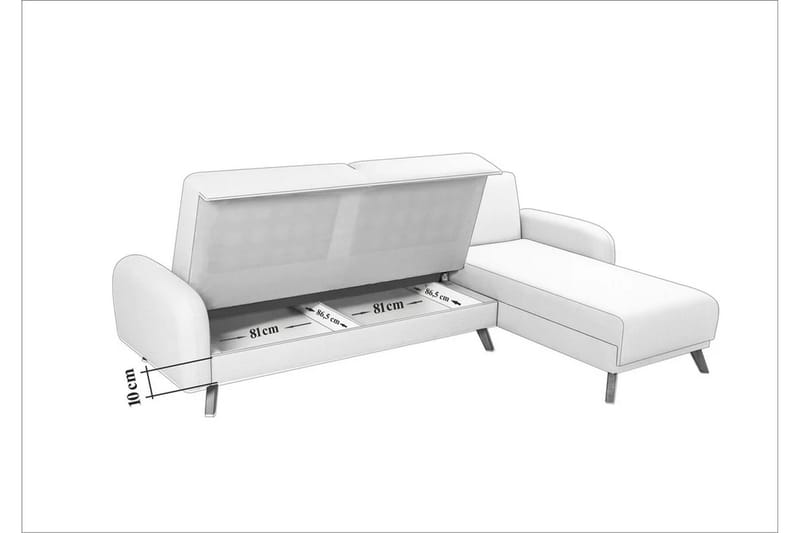 Malkiat 4-sits Höger Hörnbäddsoffa med Schäslong 125x260 cm i Tyg - Grå - Möbler - Soffa - Bäddsoffa - Bäddsoffa divan