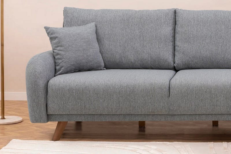 Malkiat 4-sits Höger Hörnbäddsoffa med Schäslong 125x260 cm i Tyg - Grå - Möbler - Soffa - Bäddsoffa - Bäddsoffa divan