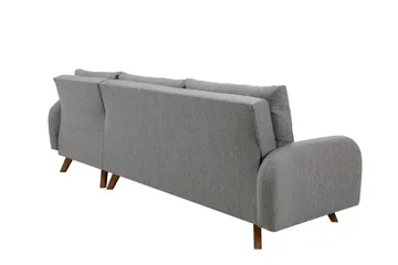 Malkiat 4-sits Höger Hörnbäddsoffa med Schäslong 125x260 cm i Tyg - Grå - Möbler - Soffa - Bäddsoffa - Bäddsoffa divan