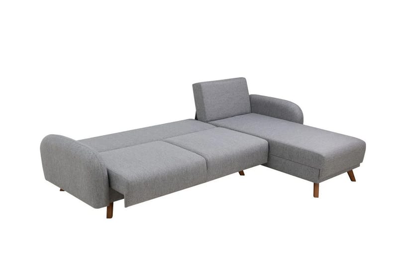 Malkiat 4-sits Höger Hörnbäddsoffa med Schäslong 125x260 cm i Tyg - Grå - Möbler - Soffa - Bäddsoffa - Bäddsoffa divan