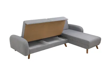 Malkiat 4-sits Höger Hörnbäddsoffa med Schäslong 125x260 cm i Tyg - Grå - Möbler - Soffa - Bäddsoffa - Bäddsoffa divan