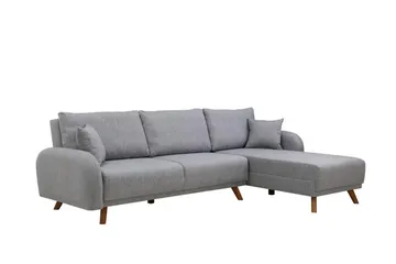 Malkiat 4-sits Höger Hörnbäddsoffa med Schäslong 125x260 cm i Tyg - Grå - Möbler - Soffa - Bäddsoffa - Bäddsoffa divan