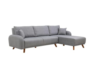 Malkiat 4-sits Höger L-formad Hörnbäddsoffa 125x260 cm med Förvaring i Tyg - Grå - Möbler - Soffa - Bäddsoffa - Bäddsoffa divan