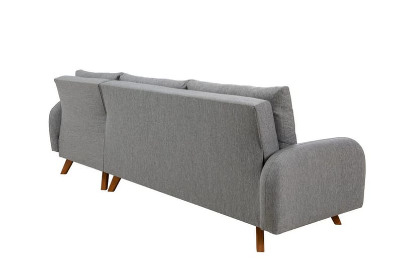Malkiat 4-sits Höger L-formad Hörnbäddsoffa 125x260 cm med Förvaring i Tyg - Grå - Möbler - Soffa - Bäddsoffa - Bäddsoffa divan