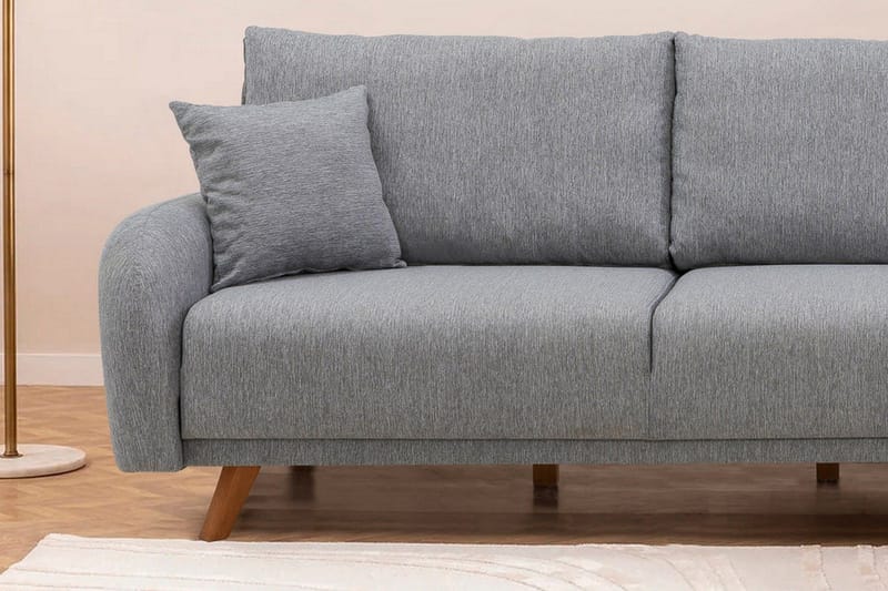Malkiat 4-sits Höger L-formad Hörnbäddsoffa 125x260 cm med Förvaring i Tyg - Grå - Möbler - Soffa - Bäddsoffa - Bäddsoffa divan