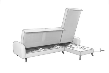 Malkiat 4-sits Höger L-formad Hörnbäddsoffa 125x260 cm med Förvaring i Tyg - Grå - Möbler - Soffa - Bäddsoffa - Bäddsoffa divan