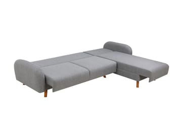 Malkiat 4-sits Höger L-formad Hörnbäddsoffa 125x260 cm med Förvaring i Tyg - Grå - Möbler - Soffa - Bäddsoffa - Bäddsoffa divan