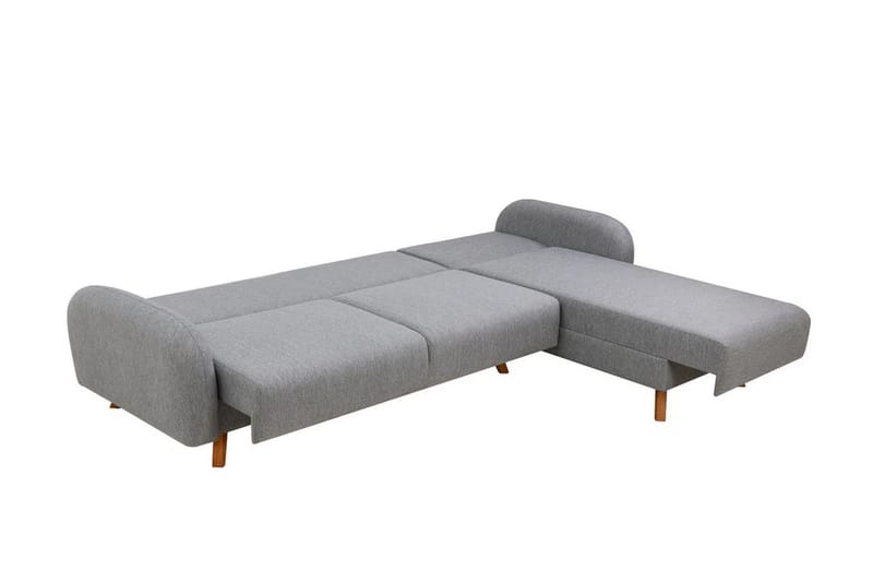 Malkiat 4-sits Höger L-formad Hörnbäddsoffa 125x260 cm med Förvaring i Tyg - Grå - Möbler - Soffa - Bäddsoffa - Bäddsoffa divan