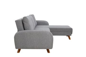 Malkiat 4-sits Höger L-formad Hörnbäddsoffa 125x260 cm med Förvaring i Tyg - Grå - Möbler - Soffa - Bäddsoffa - Bäddsoffa divan