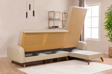 Malkiat Hörnbäddsoffa - Cream - Möbler - Soffa - Bäddsoffa - Hörnbäddsoffa