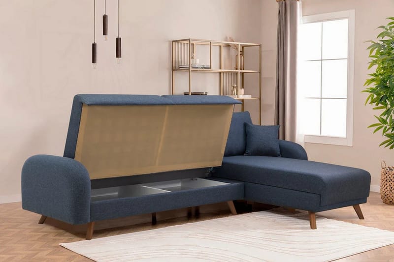 Malkiat Hörnbäddsoffa - Mörkblå - Möbler - Soffa - Bäddsoffa - Hörnbäddsoffa
