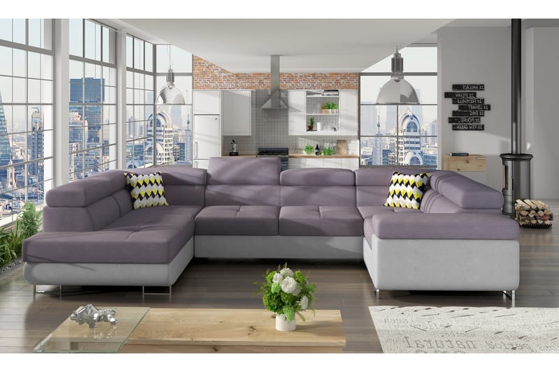 Marcelle Hörnbäddsoffa, Lila/Grå