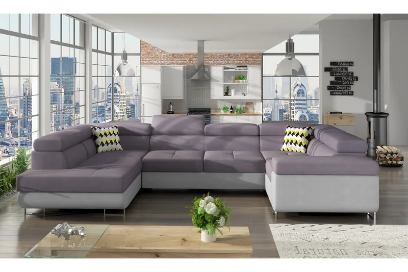 Marcelle Hörnbäddsoffa, Lila/Grå