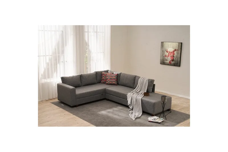 Hörnbäddsoffa Matlerdnburg Vänster Grå - Mörkgrå - Möbler - Soffa - Bäddsoffa - Hörnbäddsoffa