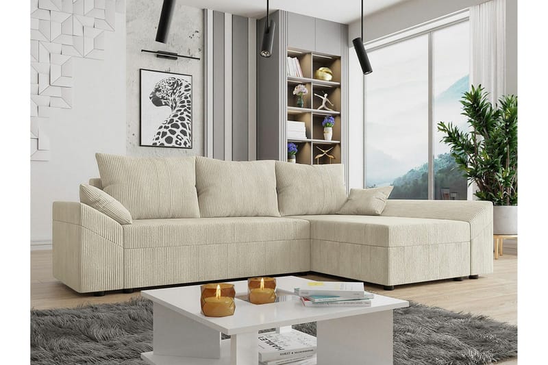 Midfeld 3-sits Hörnbäddsoffa Beige - Möbler - Soffa - Bäddsoffa - Bäddsoffa divan