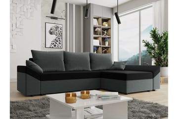 Midfeld 3-sits Hörnbäddsoffa Dark Grey/Black - Möbler - Soffa - Bäddsoffa - Hörnbäddsoffa