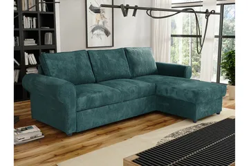 Midfeld 3-sits Hörnbäddsoffa Dark Turquoise - Möbler - Soffa - Bäddsoffa - Bäddsoffa divan