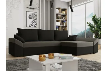 Midfeld 3-sits Hörnbäddsoffa NO_BRAND Black/Brown - Möbler - Soffa - Bäddsoffa - Hörnbäddsoffa