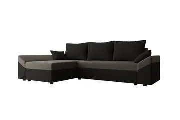 Midfeld 3-sits Hörnbäddsoffa NO_BRAND Black/Brown - Möbler - Soffa - Bäddsoffa - Hörnbäddsoffa