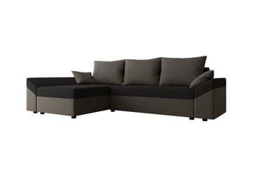 Midfeld 3-sits Hörnbäddsoffa NO_BRAND Brown/Black - Möbler - Soffa - Bäddsoffa - Bäddsoffa divan