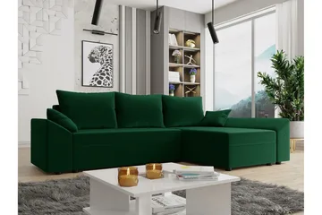 Midfeld 3-sits Hörnbäddsoffa NO_BRAND Dark green - Möbler - Soffa - Bäddsoffa - Hörnbäddsoffa