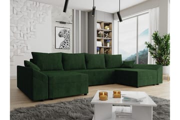 Midfeld 4-sits Hörnbäddsoffa 130x268 cm med Förvaring i Manchestertyg - Grön - Möbler - Soffa - Bäddsoffa - Bäddsoffa divan