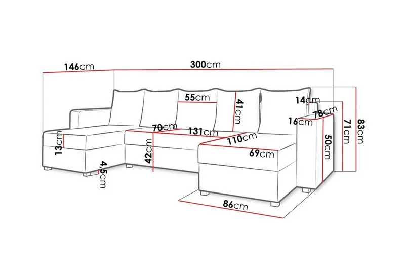 Midfeld 4-sits Hörnbäddsoffa Black - Möbler - Soffa - Bäddsoffa - Bäddsoffa divan