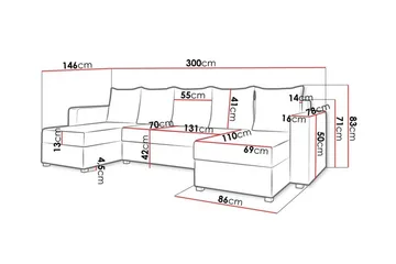 Midfeld 4-sits Hörnbäddsoffa NO_BRAND Black - Möbler - Soffa - Bäddsoffa - Bäddsoffa divan