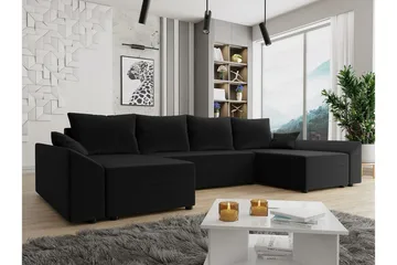 Midfeld 4-sits Hörnbäddsoffa NO_BRAND Black - Möbler - Soffa - Bäddsoffa - Hörnbäddsoffa
