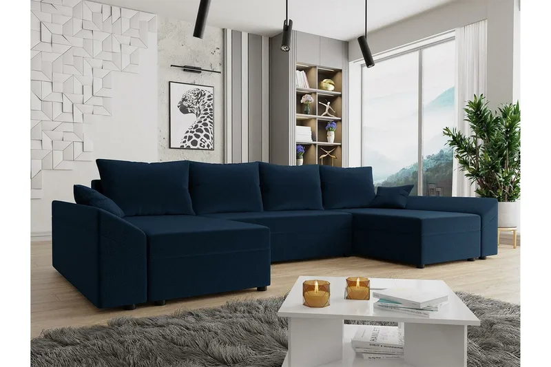 Midfeld 4-sits Hörnbäddsoffa NO_BRAND blue - Möbler - Soffa - Bäddsoffa - Hörnbäddsoffa