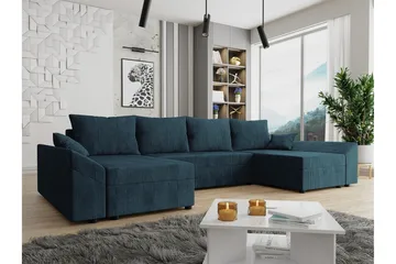 Midfeld 4-sits Hörnbäddsoffa NO_BRAND Dark blue - Möbler - Soffa - Bäddsoffa - Hörnbäddsoffa