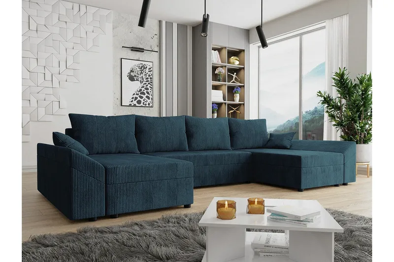 Midfeld 4-sits Hörnbäddsoffa NO_BRAND Dark blue - Möbler - Soffa - Bäddsoffa - Hörnbäddsoffa